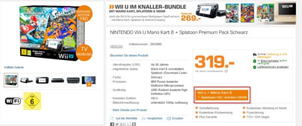 NINTENDO Wii U Mario Kart 8 + Splatoon Premium Pack Schwarz günstig bei SATURN b