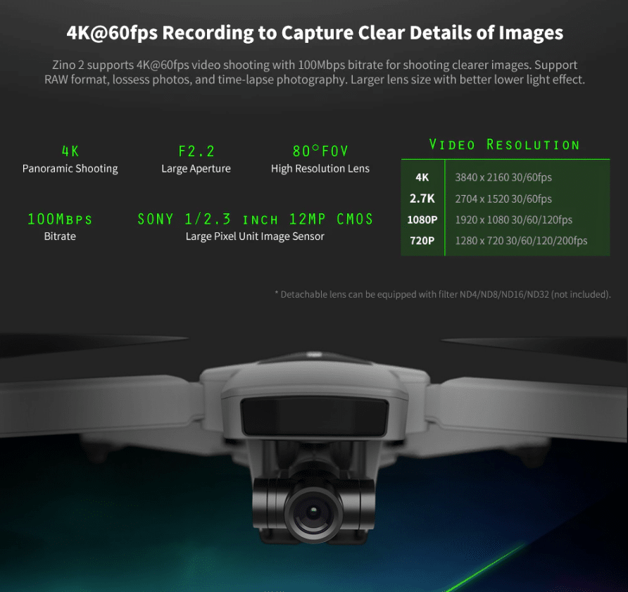 Drona Hubsan Zino 2 pliabila cu rezolutie 4K UHD 60FPS / Transmisie live WI-FI 6 km / GPS / timp de zbor 33 min - iDrones.Ro